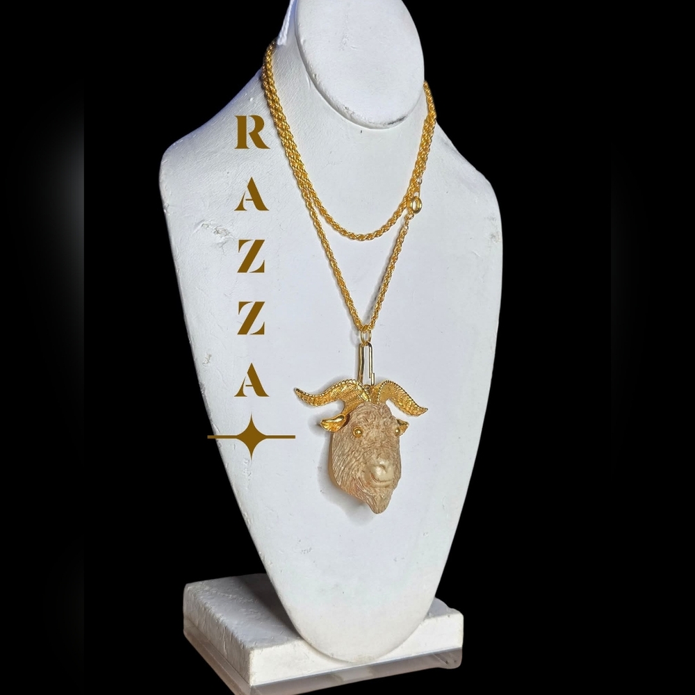 Vtg RAZZA Rams Head Necklace